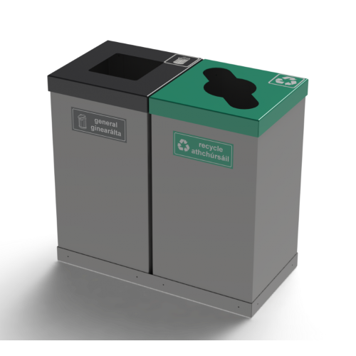 Box Bin - Double Recycler Bin | Litter Bins | Street Furniture Ireland | Larkin Engineering